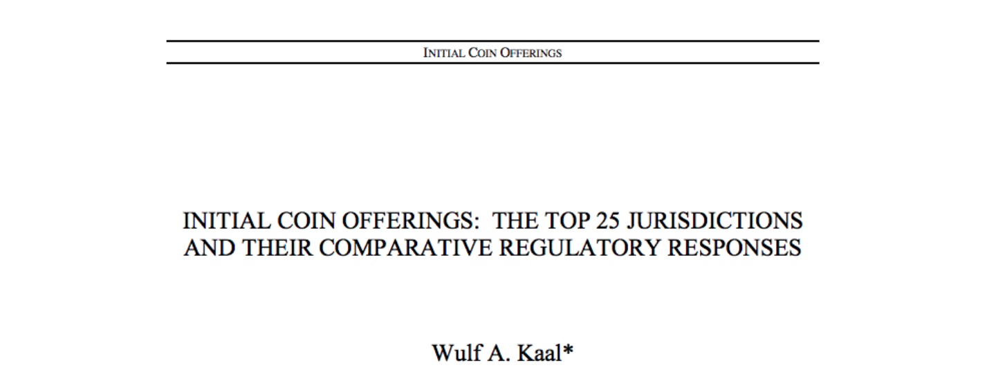 New Research Paper Examines ICO Regulation Across 25 Jurisdictions